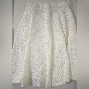 Ann Taylor White Eyelet A-Line Skirt